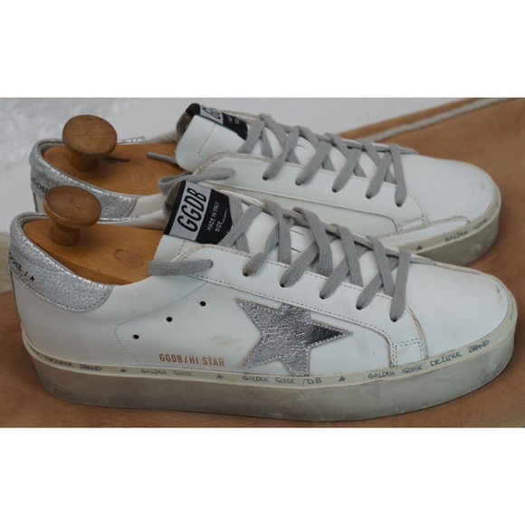Golden Goose Hi Star Sneaker White, Platinum Auth Size 40 US 9.5 - Picture 1 of 16